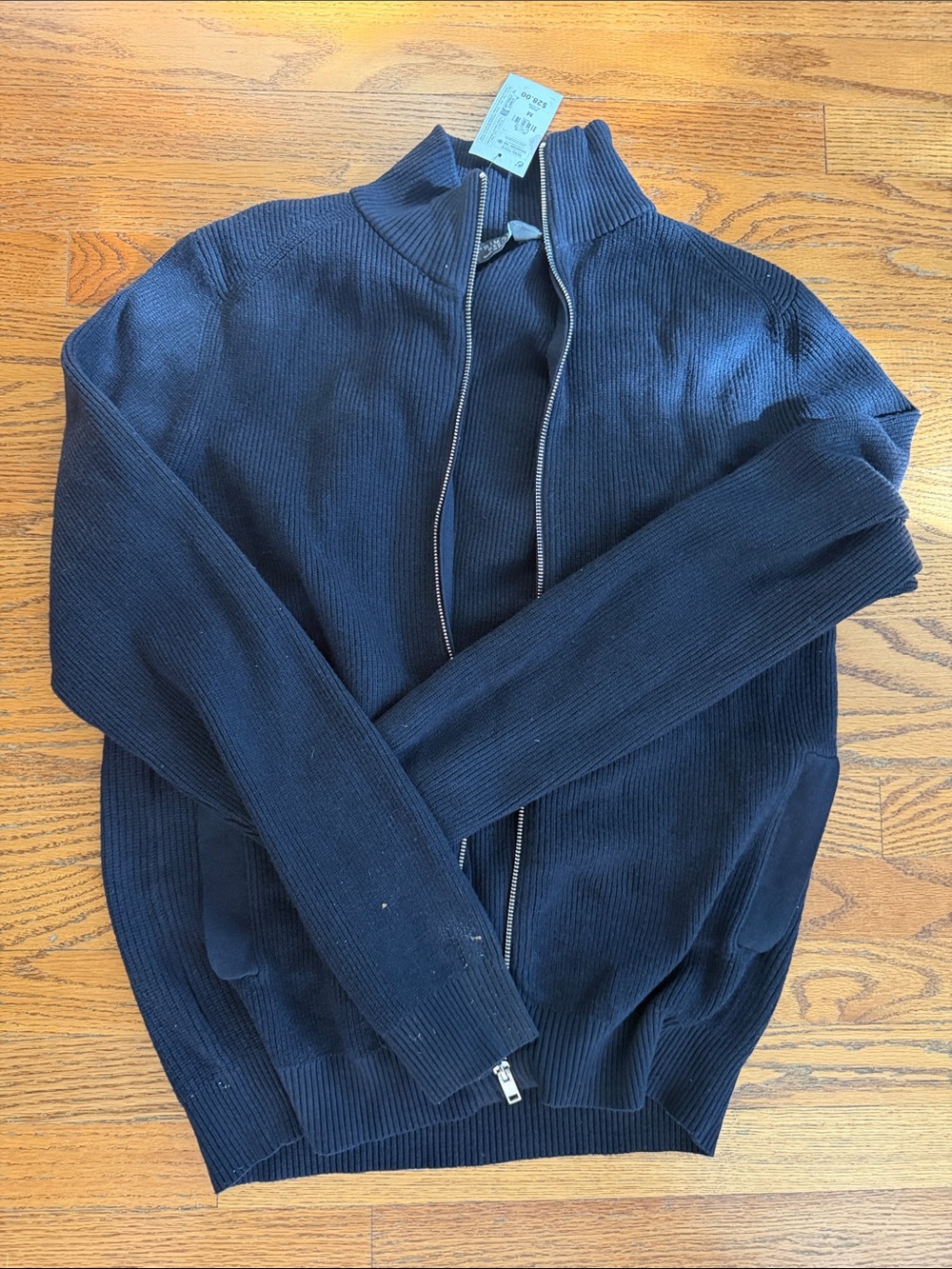 Primark Men's Black Zip-Up Ribbed Knit Jacket